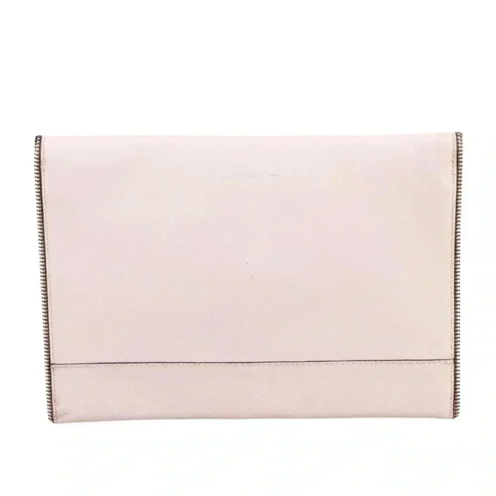 Rebecca Minkoff pink saffiano leather envelope clutch bag